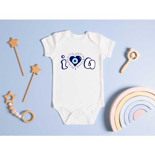 Greek Baby Onesie, Greece Newborn Gift, Evil Eye Baby Top, Greek Gift, Greek Themed Shirts, Greek Baby Outfit, I Heart You Baby Onesie