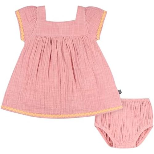 Modern Moments by Gerber Baby Girls' 2-piece Puffed Sleeve Dress & Diaper Cover Set