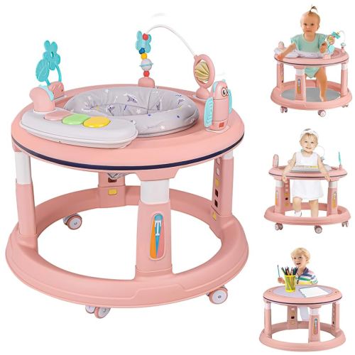 Baby Walker with Wheels | 5 Adjustable Heights & 360° Swivel Seat | Music & Detachable Toys | Bounce Footpad | Activity Center for Boys & Girls 6-18 Months