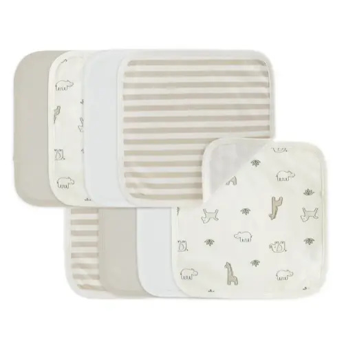 4Baby 8 Pack Washers Printed Natural | Baby Bunting AU