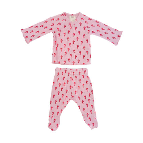 Pink Candy Cane / Organic Pointelle Newborn Set