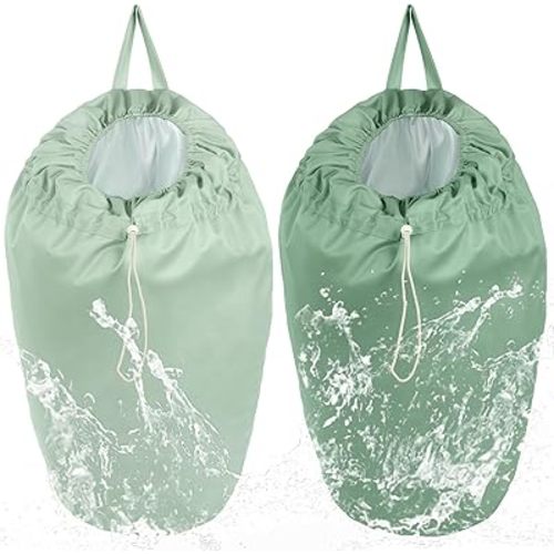 Nuogo 2 Pack Reusable Diaper Pail Liner Bags Hangable Pail Liner with Strap Washable Cloth Diaper Liners Waterproof Cloth Diaper Wet Bag Pail Pouch for Cloth Diaper, Dirty Diapers, Laundry and Garbage