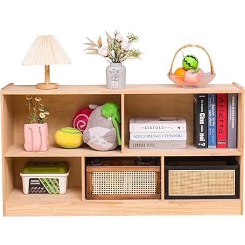 Wooden Storage Cabinet, 5-Section Montessori Shelf, Kids Toy Storage Organizer Bookshelf for Kids Rooms, Classroom, Playroom, Nursery, (44.5")