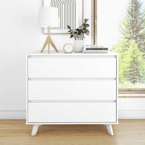 Scandinavian 3-Drawer Dresser-Black and blonde color
