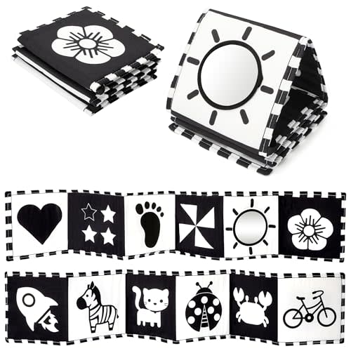 URMYWO Black and White Tummy Time High Contrast Newborn Toys 0-3 Months, Soft Baby Book, Visual Stimulation Montessori Sensory Infant Toys 0-6-12 Months, Shower Gift for Boys Girls