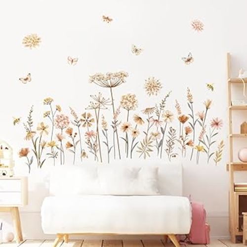 Amazon.com: decalmile Boho Flower Wall Decals Wildflower Floral Dandelion Grass Wall Stickers Baby Nursery Girls Bedroom Kids Room Wall Decor : Baby