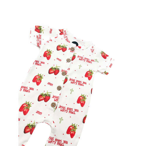 Jesus Loves You Berry Much Strawberry Jumpsuit – OUR HOUSE ABOVE