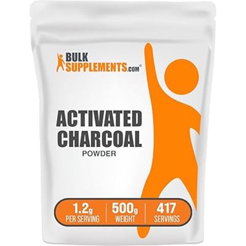 BulkSupplements.com Activated Charcoal Powder - from Coconut Charcoal, for Teeth Whitening - Vegan & Gluten Free, 1.2g per Serving, 500g (1.1 lbs) (Pack of 1)