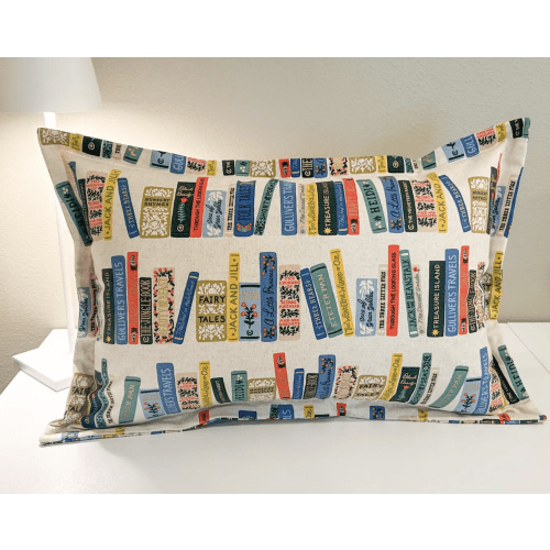 Beige Curio Book Club Lumbar Pillow Cover (insert not included) | 12"x18"