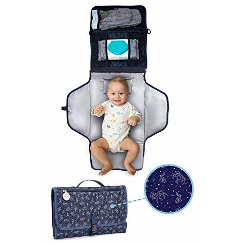 Waterproof, Portable Diaper Changing Pad – Changing Mat with Baby Wipes Pocket + 2 More, Shoulder & Baby Stroller Straps, Built-in Memory Foam Pillow – Newborn Essentials by Baby Orbit