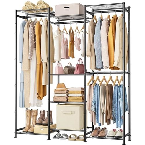 HOMIDEC Wardrobe Closet, 4 Hanging Spaces Portable Clothes Rack