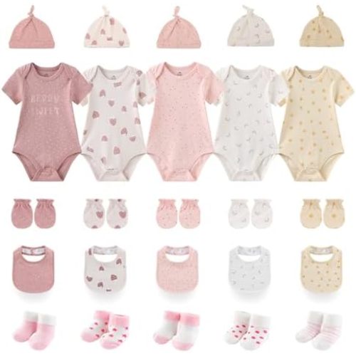 Newborn Baby Layette Gift Set 25-Piece Infant Boy Girl Clothes Essentials and Accessories 0-12 Months