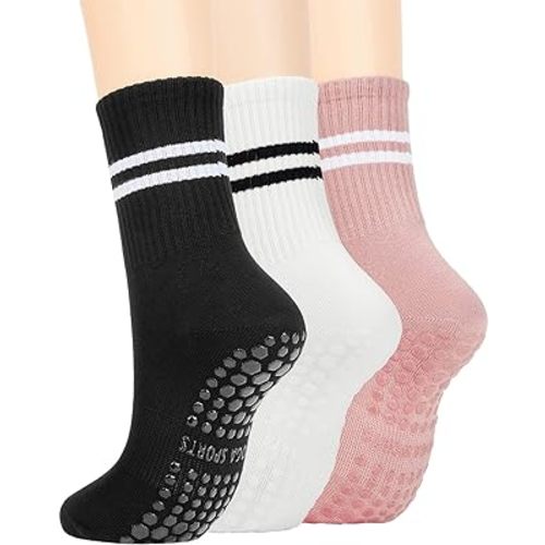 American Trend Pilates Socks with Grips for Women Yoga Socks Barre Socks Non Slip Socks