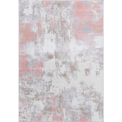 Bayside BAY128 Machine Washable Power Loomed Indoor Accent Rug - Ivory/Grey Pink - 4'x6' - Safavieh