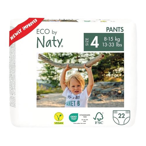 Eco by Naty Pull Ups - Hypoallergenic and Chemical-Free Training Pants, Highly Absorbent and Eco Friendly Pull Ups for Boys and Girls - Size (4) 2T-3T (18-33 lbs) - 22 Count