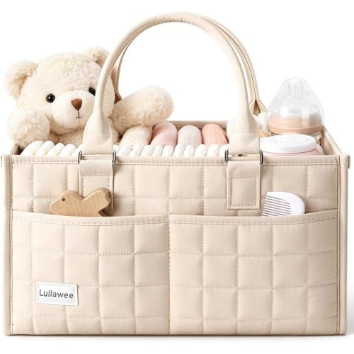 Baby Diaper Caddy Organizer, Portable Nursery Storage Basket with Handle | Nursery Storage Basket, Baby Shower Essentials, Registry Must Have Bag, Caddie Car Organizer for Newborn Boy or Girl