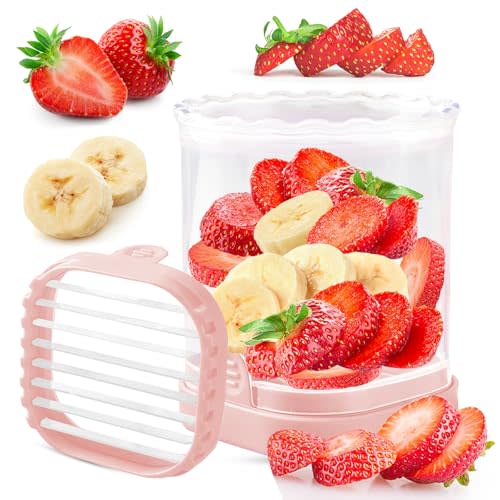 Creative Strawberry & Fruit Slicer - Detachable Cutter with Push Plate (Pink)