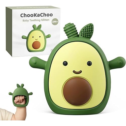 Juguete de dentición para bebés de silicona con aguacate para bebés de más de 3 meses, mordedores de muñeca y mano, juguetes masticables para necesidades de succión, sin BPA
