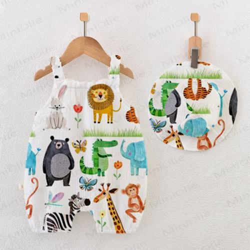 Baby Zoo Print Romper with Hat