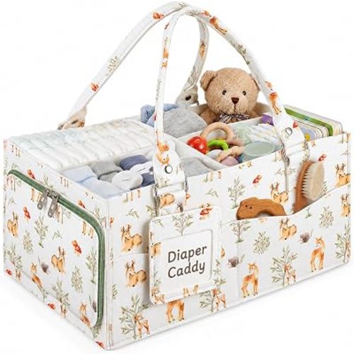 FOMIYES Diaper Caddy Organizer for Newborn Essentials, Portable Travel Tote