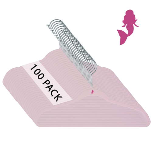 Simplify Kids 100 Pack Velvet Shirt Hangers in Blush