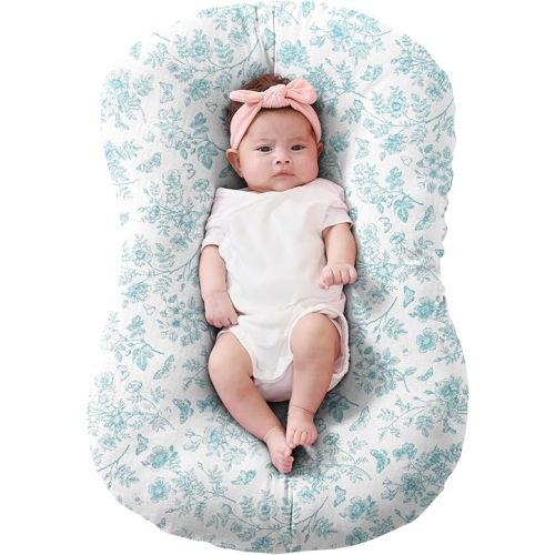 FUNUPUP Muslin Baby Lounger Cover Only, Blue Flower