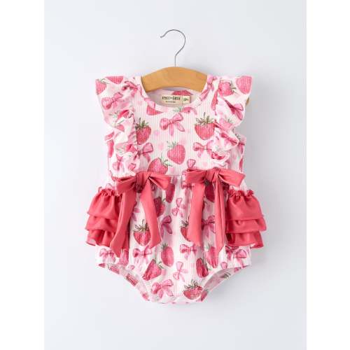 Summer Strawberry Bow Baby Girl Romper – The Rocking Horse Co.