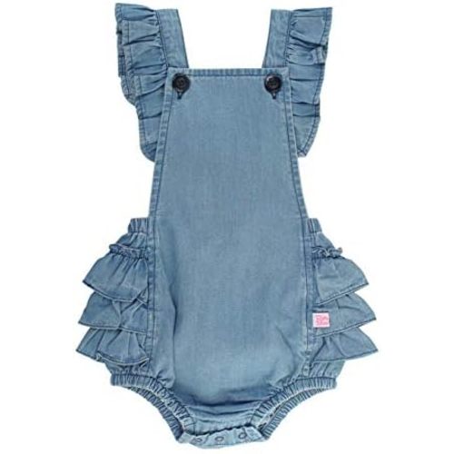 RuffleButts® Baby/Toddler Girls Flutter Overall Ruffled Romper