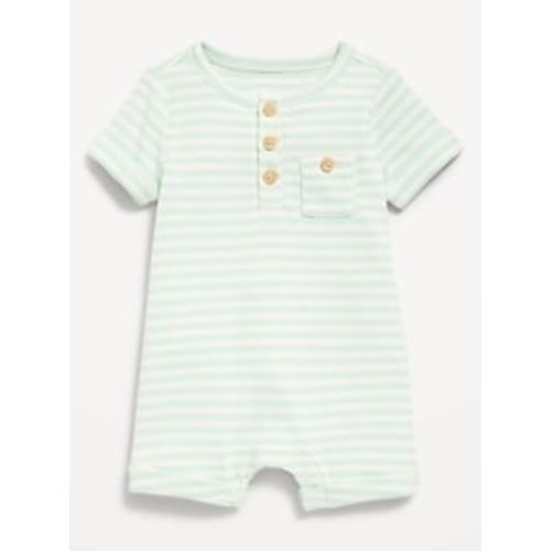 Printed Ribbed Henley Pocket One-Piece Romper for Baby | Old Navy
