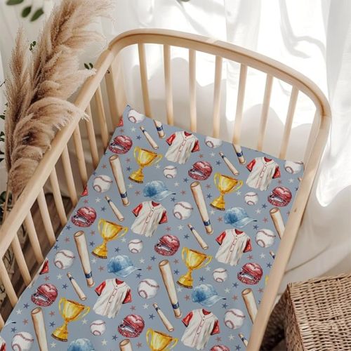 Cute Sport Bears Golf Baseball Basketball Fitted Baby Crib Sheet for Boys Girls 28x52 Inch Sports Lover Gift Baby Sheet for Standard Crib and Toddler Mattress Nursery Bed Sheets