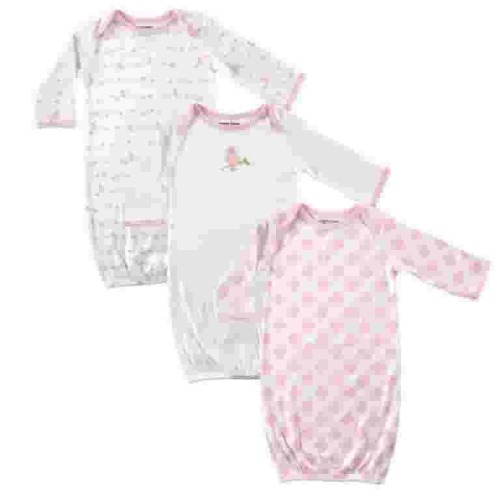 Luvable Friends Baby Girl Cotton Gowns, Bird, 0-6 Months