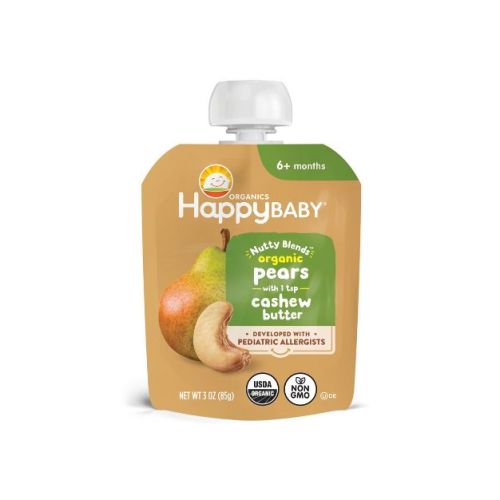 Happy Baby Nutty Blends Organic Pears & Cashew Butter Baby Food Pouch - 3oz