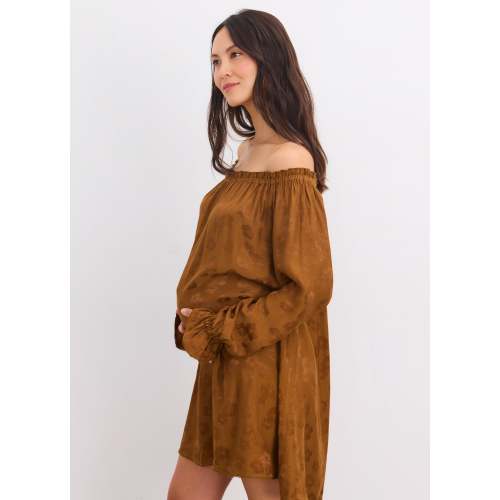 The Samantha Off-The-Shoulder Jacquard Mini Dress