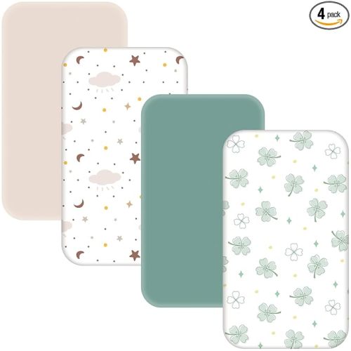 4 Pack Bassinet Sheets - 33"x20" Bedside Bassinet Sheets for Baby Delight, Angelbliss, Jimglo & Most Regular Size Bedside Sleeper | Ultra Soft & Skin Friendly Bassinet Fitted Sheets for Boys Girls