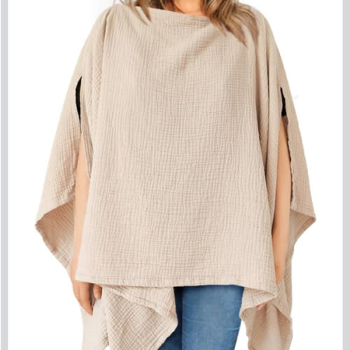 Konssy Muslin Nursing Cover for Breastfeeding, 360° Full Privacy Breathable 100% Cotton Breastfeeding Cover, Multi-use Carseat Canopy