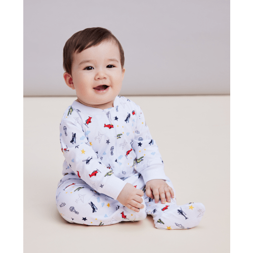 Aviators Print Footie w/ Zip