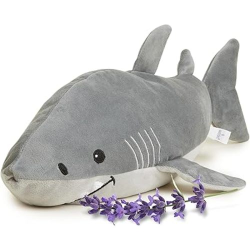 warmies Microwavable Stuffed Animals, Shark - Heated Stuffed Animal Plushie for Warmth & Comfort - Cute Soft Plush Toys for Adults & Children (Boys, Girls, Babies & Toddlers)
