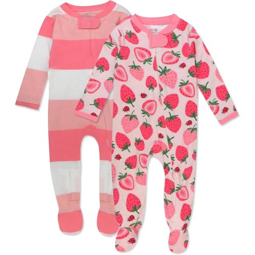 HonestBaby Sleep and Play Footed Pajamas One-Piece Sleeper Jumpsuit Zip-Front PJs 100% Organic Cotton for Baby Girls