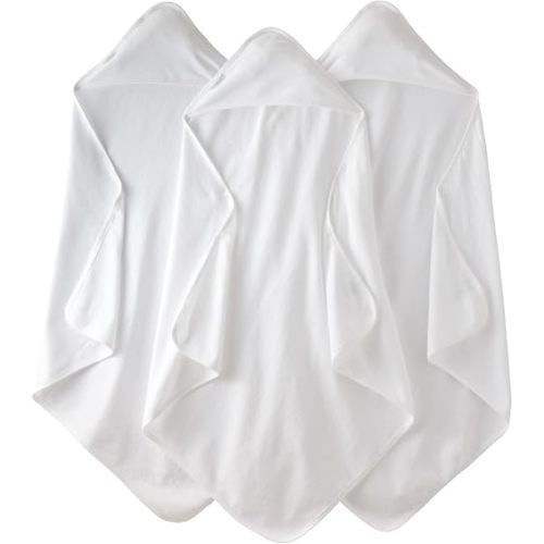 Butterblu Harper - 100% Organic Cotton Hooded Towels in Soft and Absorbent Baby Terry, 3-Pack, White, One Size