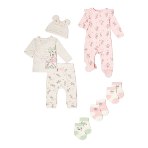 Disney Baby Wishes + Dreams Baby Girl Minnie Mouse Sleep 'n Play & Take Me Home Set, 7-Piece, Newborn-3/6 Months