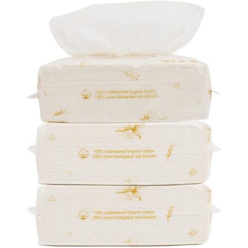 Organic Cotton Dry Baby Wipe For Sensitive Skin - Cashmere Feel, Wet and Dry Dual Use for Baby and Adult Skin Care and Daily Use(3 packs, 100 Wipes/Packs)