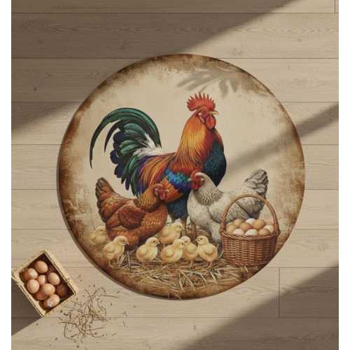 Rooster Rug: Rustic Farmhouse Style (Soft, Non-Slip Kitchen Mat)