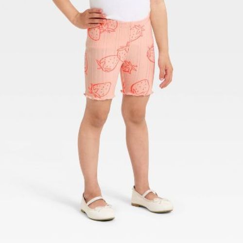 Toddler Girls' Strawberry Ribbed Bike Shorts - Cat & Jack™ Pink 5T