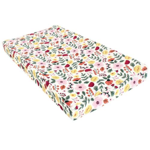 Hudson Baby Infant Girl Changing Pad Cover, Fall Botanical, One Size