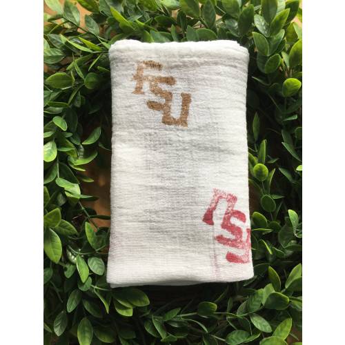 FSU - Mini Blanket - Swaddle Blanket - Lovey - Cotton - Hand Stamped - Vintage Inspired - You Pick Paint Color