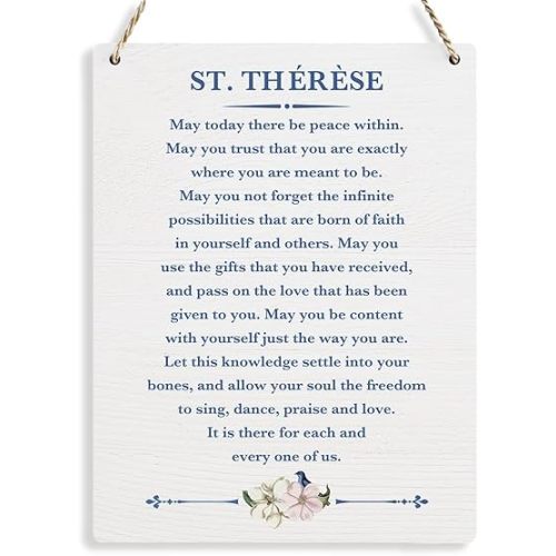 Catholic Wall Art St. Therese Quote Wooden Hanging Sign Catholic Decor Modern Inspirational Literary Wall Art for Living Room Office Church Bedroom Ho