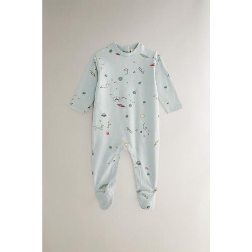 COTTON BABY ROMPER SPACE - Light blue | ZARA