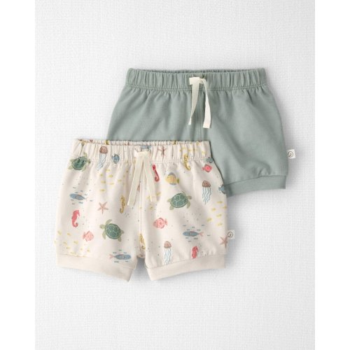 Baby Girl 2-Pack Organic Cotton Shorts in Under the Sea - Little Planet | Carter's