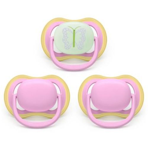 Philips Avent Ultra Air Pacifiers 6-18m - Pink/Butterfly Day+Night - 3pk