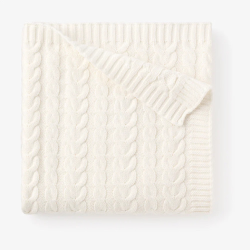 White Cable Knit Baby Blanket